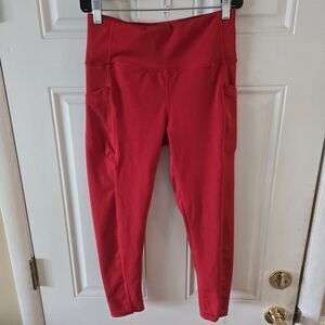 DYCE Active Red Cropped Leggings Womens Medium Athleisure Gym Yoga Pockets